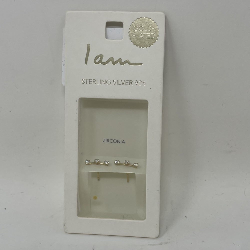 I AM Sterling SILVER 925 Gold Plated Earrings Zirconia Ear Lobe Helix New in Box
